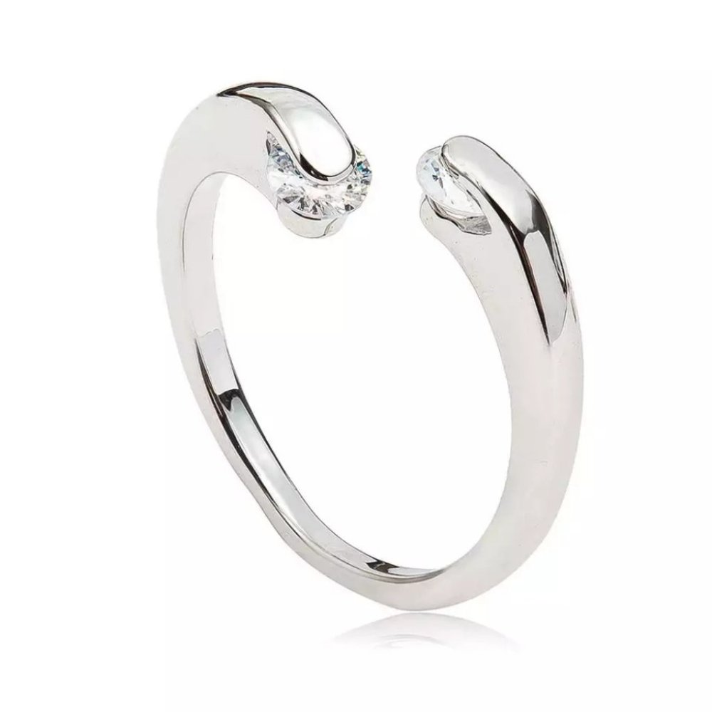 New Open Adjustable Round Cut Diamond Ring - Picture 3 of 6